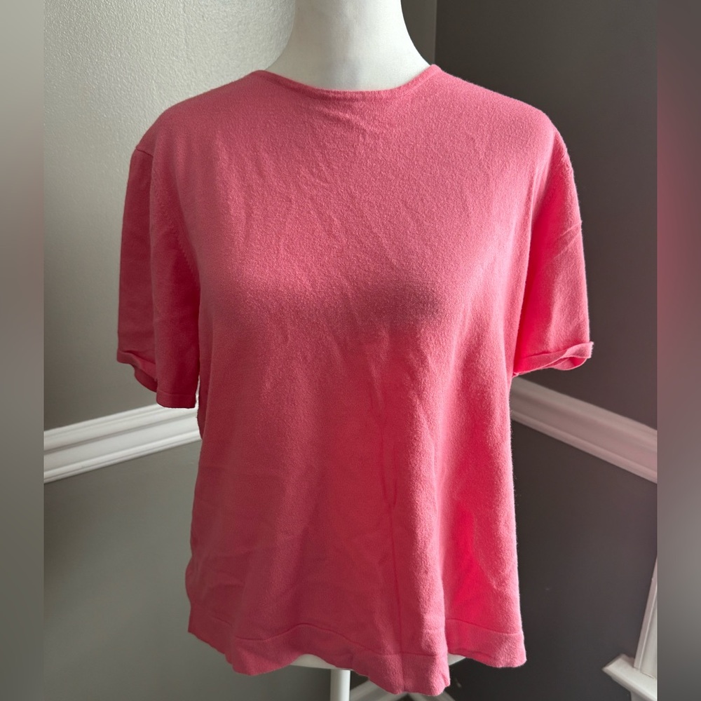 TALBOTS Women’s CLASSIC PINK SHORT‎ SLEEVE Knit SWEATER ~TOP SIZE 1X